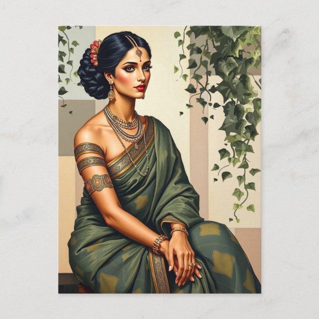 Indische Frauenkunst Kunst Portrait Wall Art Postkarte (Vorderseite)