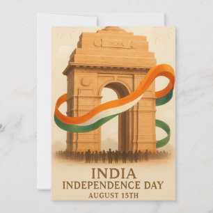 Indische Gate Independence Day Celebration Card