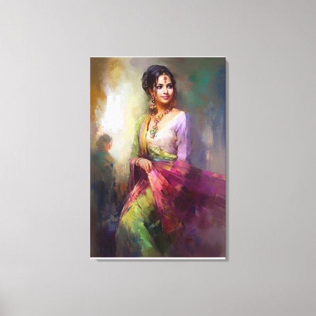 Indische Girl-Malerei Leinwanddruck (Vorderseite)