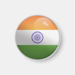 Indische Glossy Circle Flag Magnet