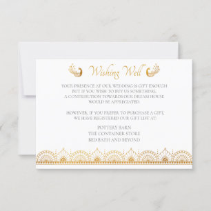 Indische Gold Ethnic Muster Wedding Registry Card RSVP Karte