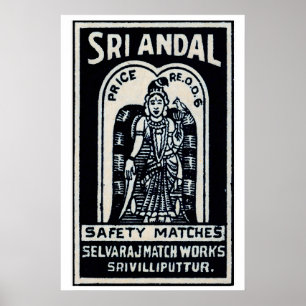 Indische Göttin und Vogel - Streichholzschachtel-D Poster