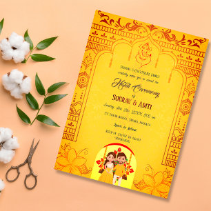 Indische Haldi-Zeremonie Hindu-Paar Königlich Einladung