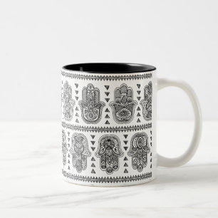 Indische Hand gezeichnetes Hamsa Gekritzel Zweifarbige Tasse
