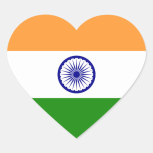 Indische Herzenflagge Herz-Aufkleber