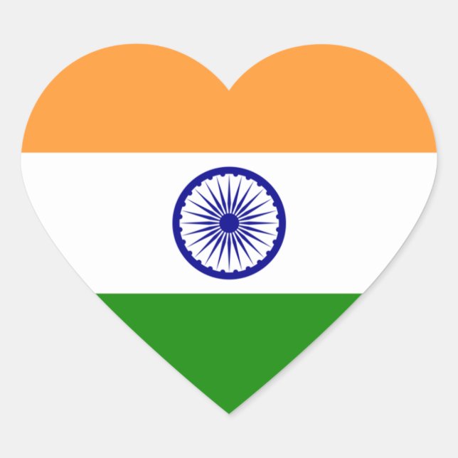 Indische Herzenflagge Herz-Aufkleber (Vorderseite)