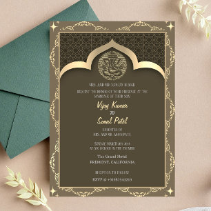Indische Hindu Hochzeit Ganesha mit goldenen Eleme Einladung