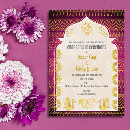 Indische Hindu Verlobung Zeremonie Goldene Element Einladung