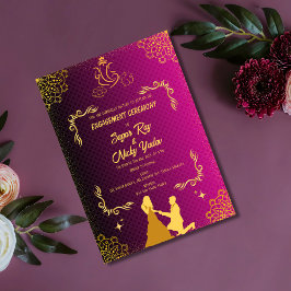 Indische Hindu Verlobung Zeremonie Rosa & Golden Einladung