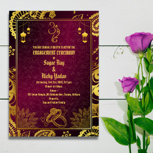 Indische Hindu Verlobungszeremonie goldene Element Einladung