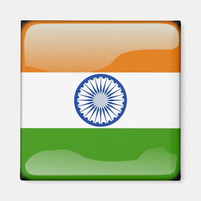 Indische Hochglanzflagge Magnet (Vorne)