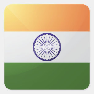 Indische Hochglanzflagge Quadratischer Aufkleber