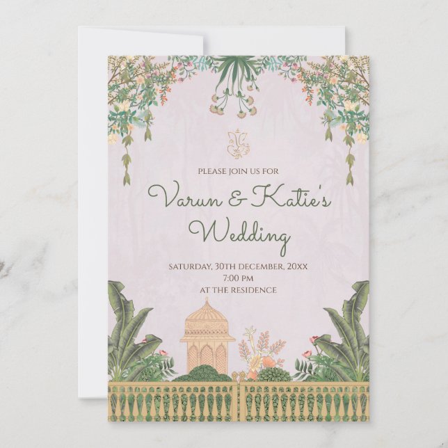 Indische Hochzeit als Digital-Desi-Hochzeitkarte Einladung (Vorderseite)
