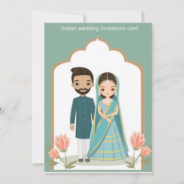indische Hochzeit Einladung (Vorderseite)