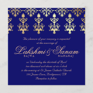 Indische Hochzeit Einladung Damask Gold Herbst Bla