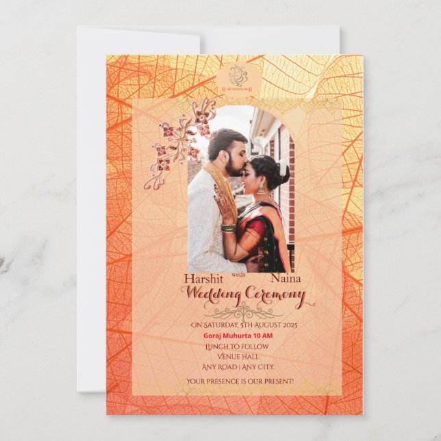 Indische Hochzeit Einladung mit QR-Code (Vorderseite)