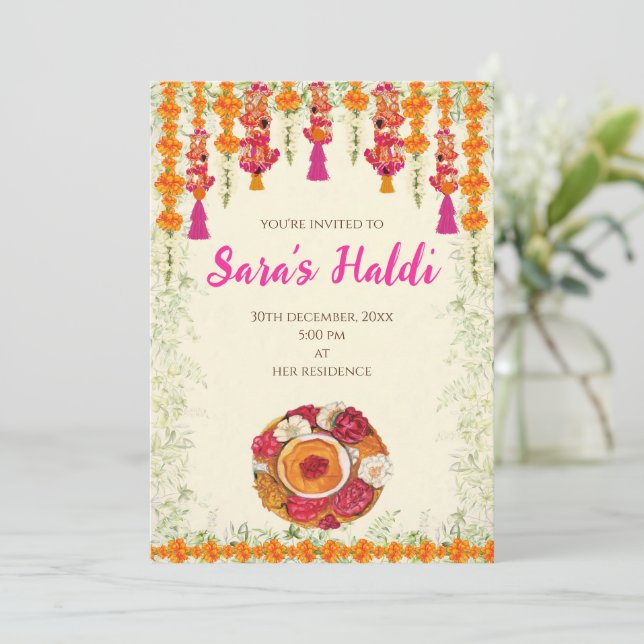 Indische Hochzeit Einladungen zur Zeremonie (Stehend Vorderseite)