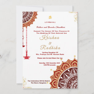 Indische Hochzeit ethnische Luxus Hindu-Einladung Einladung