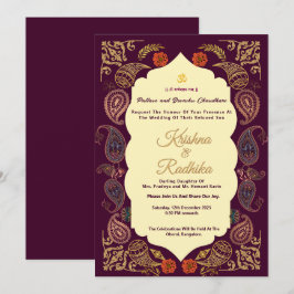 Indische Hochzeit ethnische Luxus Hindu-Einladung Einladung
