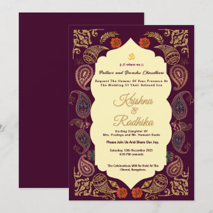 Indische Hochzeit ethnische Luxus Hindu-Einladung Einladung