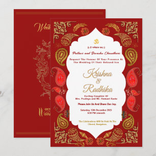 Indische Hochzeit ethnische Luxus Hindu-Einladung Einladung
