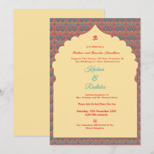Indische Hochzeit ethnischer Luxus Hindu-Einladung Einladung