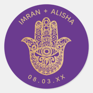 Indische Hochzeit Gold Hamsa Henna Umschlag Siegel Runder Aufkleber