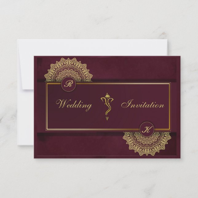Indische Hochzeit hinderu Ganesha Einladung (Vorderseite)