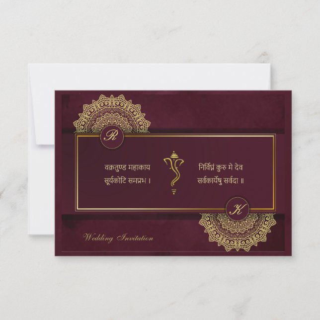 Indische Hochzeit hinderu Ganesha Einladung (Vorderseite)