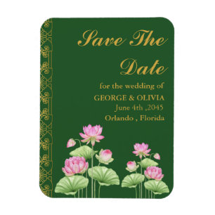 Indische Hochzeit Lotus-Blume Save the Date Magnet
