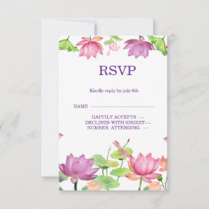 Indische Hochzeit Lotus-Blumen-RSVP-Karte RSVP Karte
