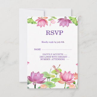 Indische Hochzeit Lotus-Blumen-RSVP-Karte RSVP Karte