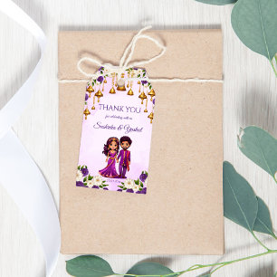 Indische Hochzeit Mehndi lila niedliches Brautpaar Geschenkanhänger