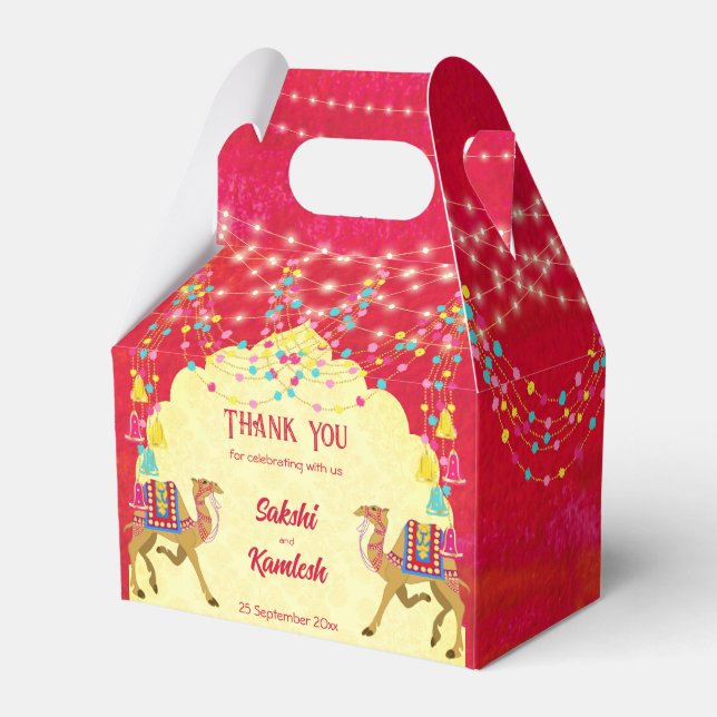 Indische Hochzeit Rajasthani Kamele bunt Geschenkschachtel (Vorderseite)