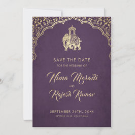 Indische Hochzeit, Save the Date, Blau, Gold, Gane Save The Date
