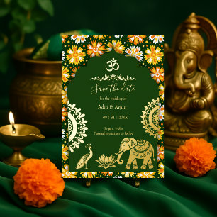 indische Hochzeit Save-the-Date goldenes indisches Folieneinladung
