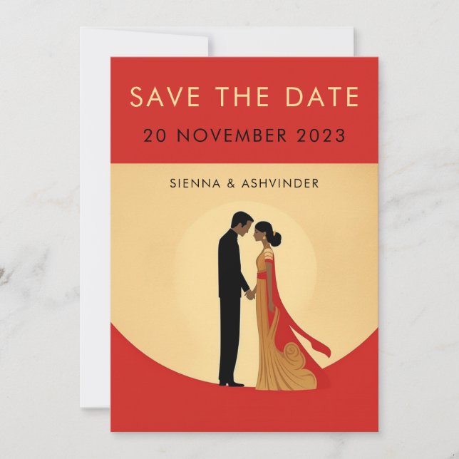 Indische Hochzeit speichert die Datumskarte Save The Date (Vorderseite)