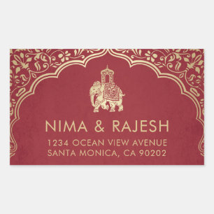 Indische Hochzeitaufkleber, Hochzeitsticker Rechteckiger Aufkleber
