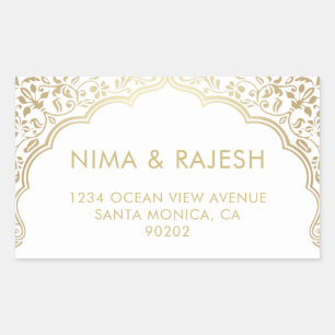 Indische Hochzeitaufkleber, Hochzeitsticker Rechteckiger Aufkleber