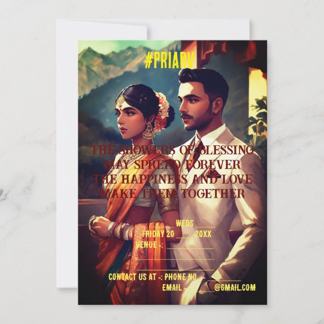 Indische Hochzeitkarte Einladung (Vorderseite)