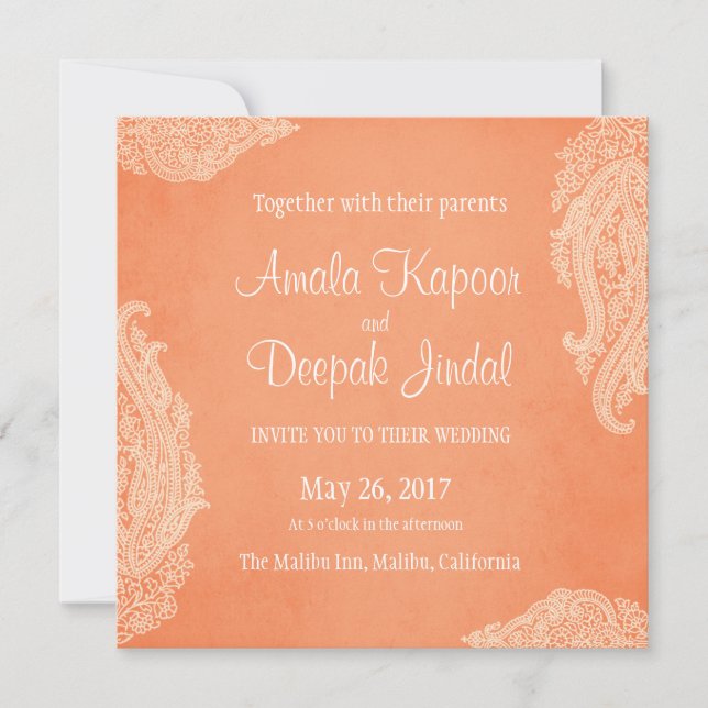 Indische Hochzeitseinladung, Gold, Hinduhochzeit Einladung (Vorderseite)