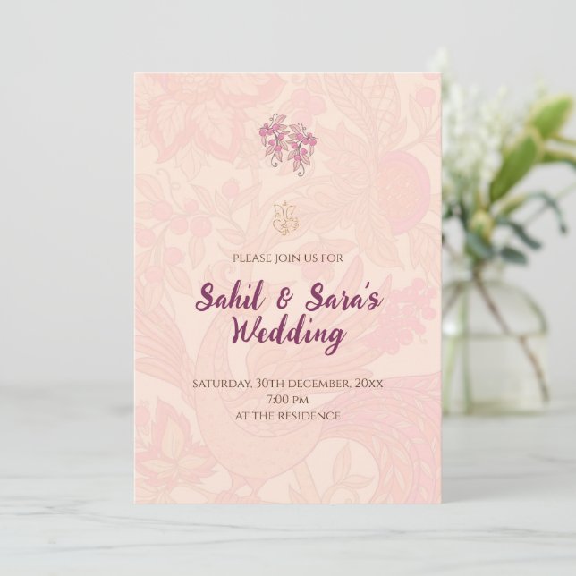 Indische Hochzeitseinladung Hindu Hochzeit Einladung (Stehend Vorderseite)