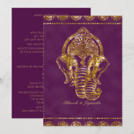 Indische Hochzeitseinladung lila und Gold Glitzer Einladung