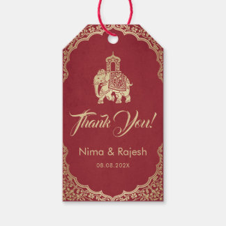Indische Hochzeitseinladung, Rot, Gold, Ganesha Geschenkanhänger