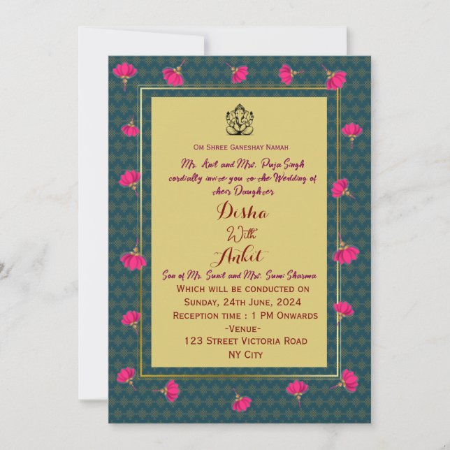 Indische Hochzeitseinladungen  Einladung (Vorderseite)