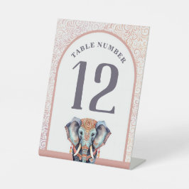 Indische Hochzeitselphant-Tischnummer Sockelschild