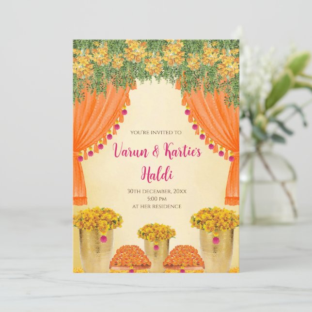 Indische Hochzeitskarten Einladungen zur Zeremonie (Stehend Vorderseite)