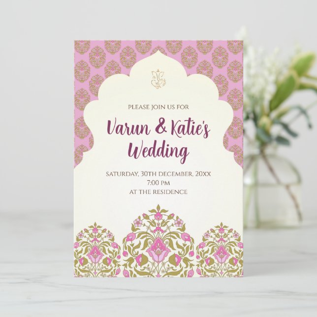 Indische Hochzeitskarten und indische Einladungen (Stehend Vorderseite)
