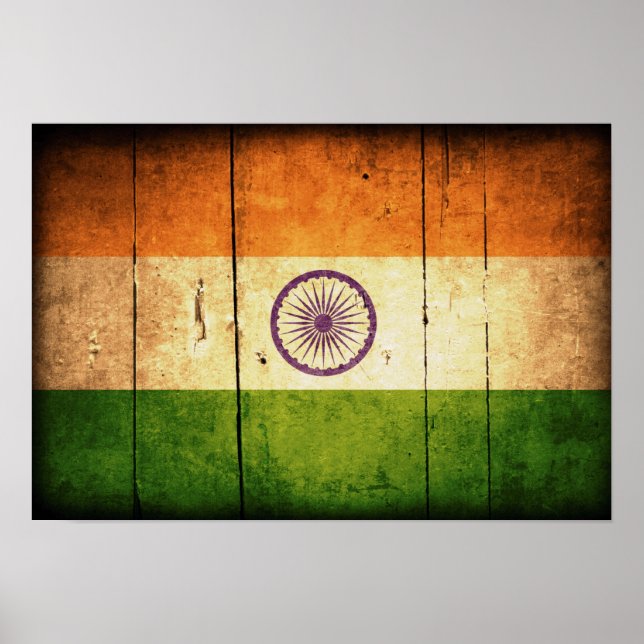 Indische Holzflagge Poster (Vorne)