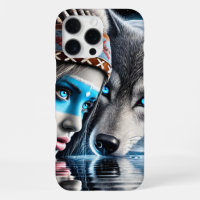 Indische Indianer und Wolf-Reflektionsszene